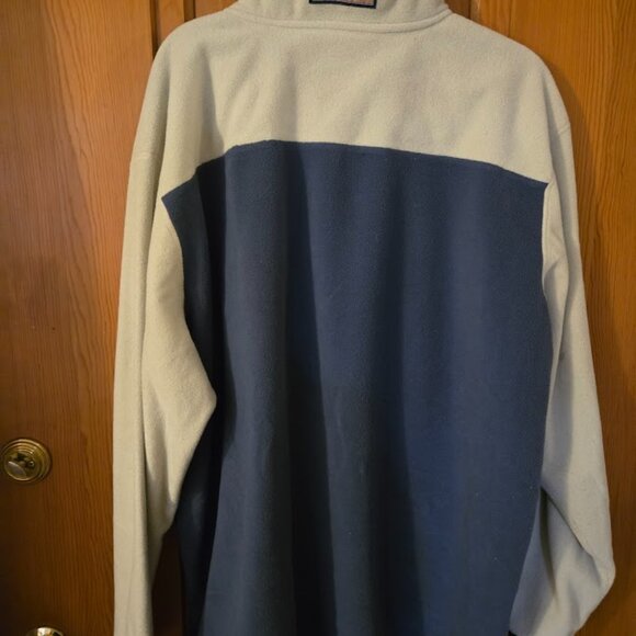 vineyard vines men's 2xb Big blue white Colorblock Harbor Quarter snap fleece - Picture 2 of 9